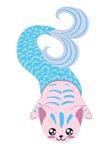 cartoon mermaid cat vector