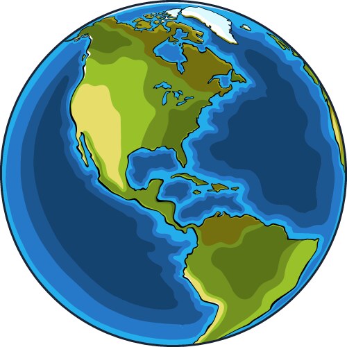 hand drawn sketch of the planet earth in color vector image vector image