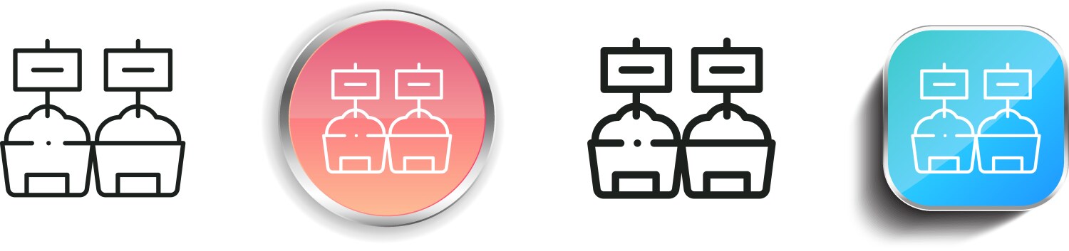 Ice cream icon thin linear regular and button vector image