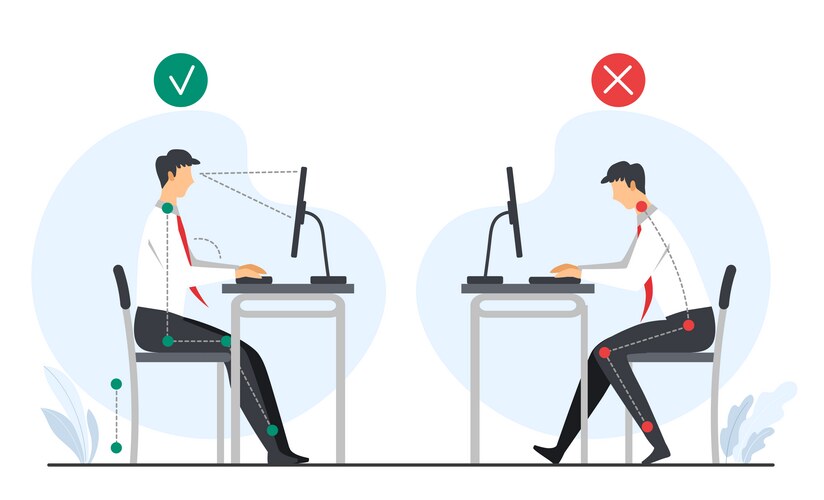 Computer correct posture sitting Vector Images & Graphics for ...