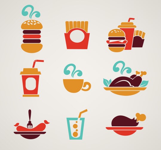 Fast food isometric 3d icons set Royalty Free Vector Image