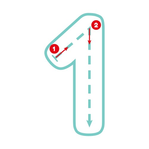 Write number one with tracing guide outline vector image