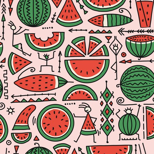 Watermelon collection seamless pattern for your Vector Image