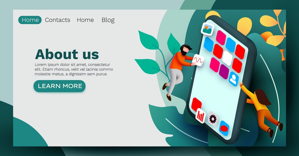 Landing page modern banner template with tiny Vector Image