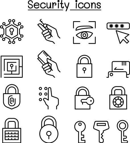 Cyber security line icons on white background Vector Image