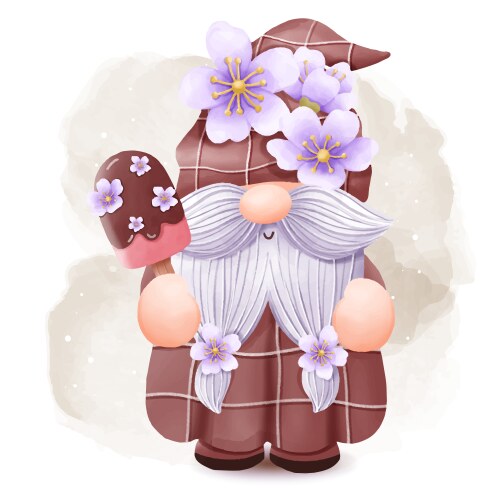 Cherry blossom gnome Vector Image