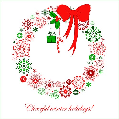 Stylized christmas wreath from snowflakes Vector Image