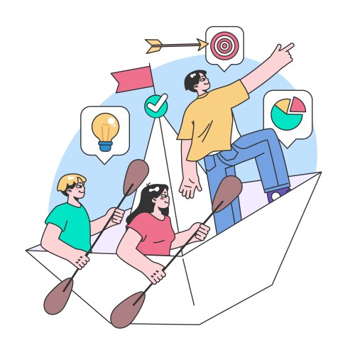 Teamwork in action concept flat vector image