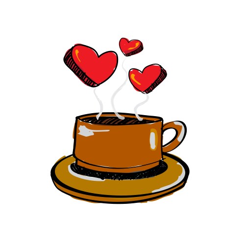 Coffee Heart Sketch Vector Image
