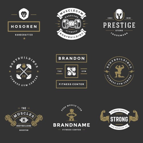 Retro Gym & Fitness Logos Vector Image