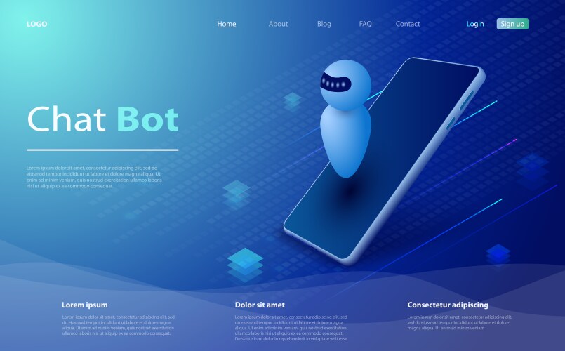 Isometric artificial intelligence chat bot vector image