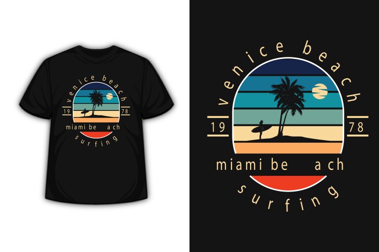 Venice Beach Surf T-Shirt Vector Image