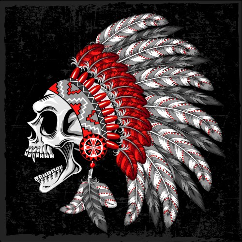 American indian chief skull with tomahawk Vector Image