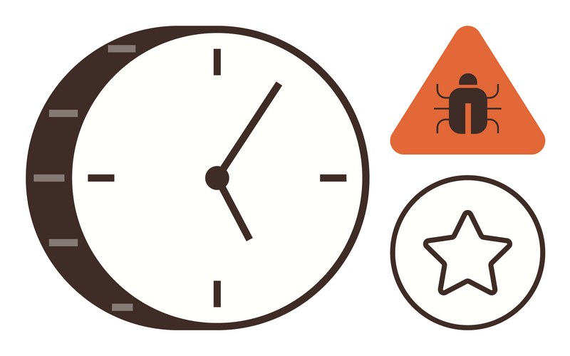 Time management concept with bug alert and quality Vector Image
