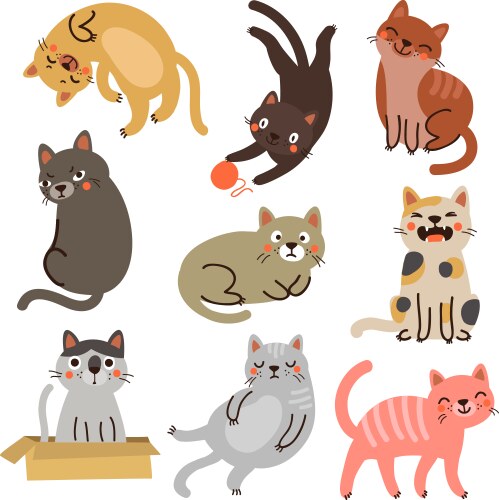 cat set collection vector image