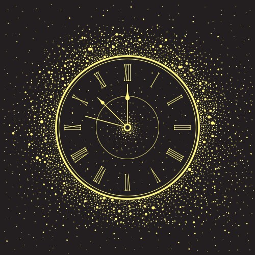 Golden new year clock Royalty Free Vector Image