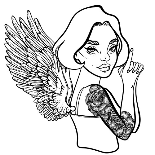 Sexy Angel with Guns Vector Image