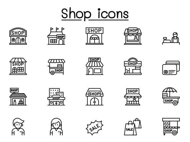 shop icons set in thin line style vector image