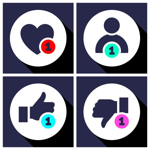 Simple buttons with user feedback social network vector image