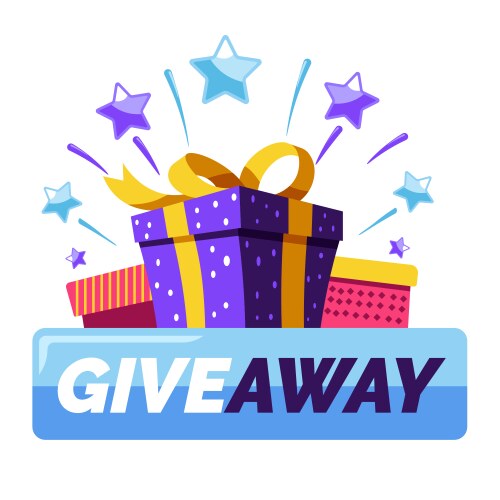 giveaway banner template gift boxes and button vector image