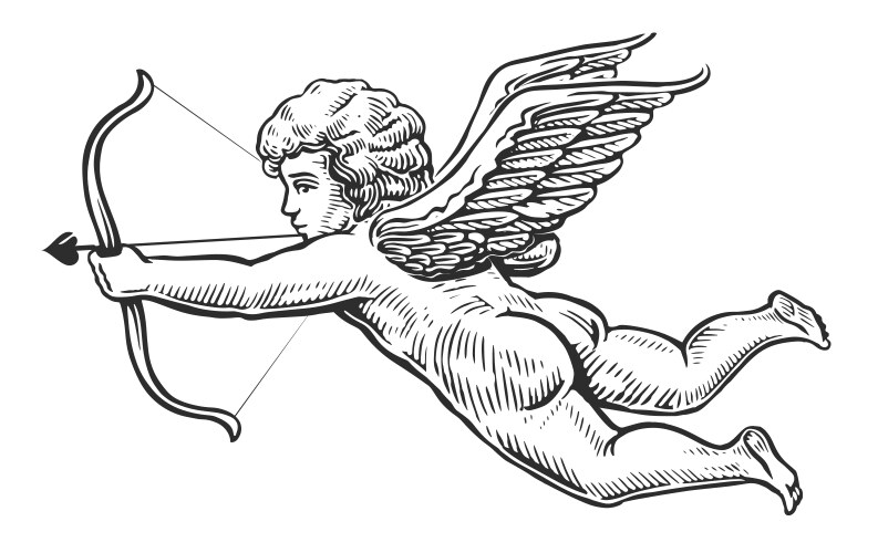 Vintage Angel with Arrow Vector Image