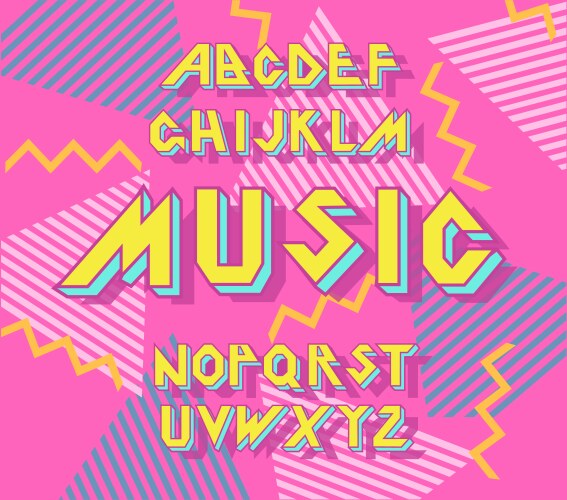 80 s retro alphabet font Royalty Free Vector Image