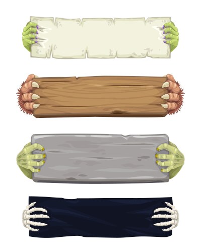 Halloween Monster Hands with Banners Vector Image