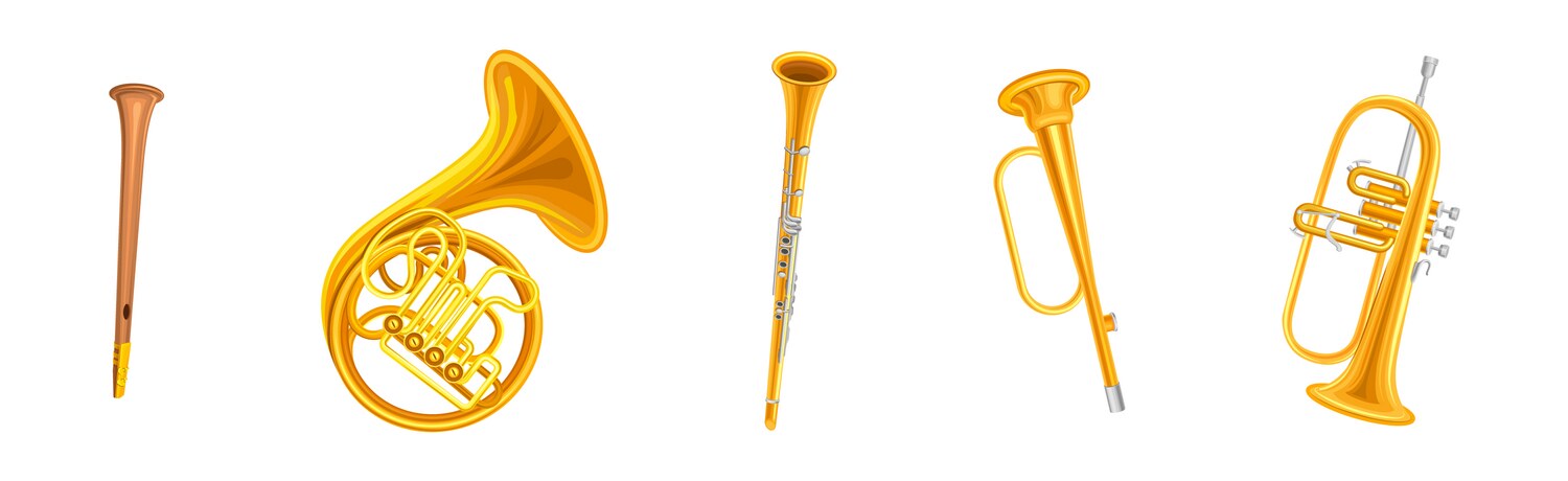 Brass Musical Instruments Vector Image