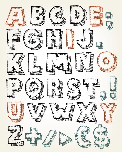 Hand drawn alphabet letters from a to z Royalty Free Vector