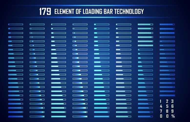 Set loading bar abstract digital technology ui vector image