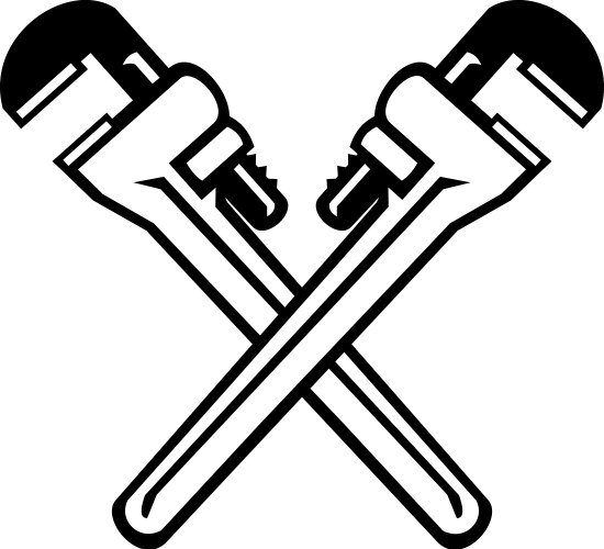 Crossed Pipe Wrenches Vector Image