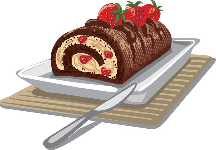 Chocolate cake with strawberry Royalty Free Vector Image