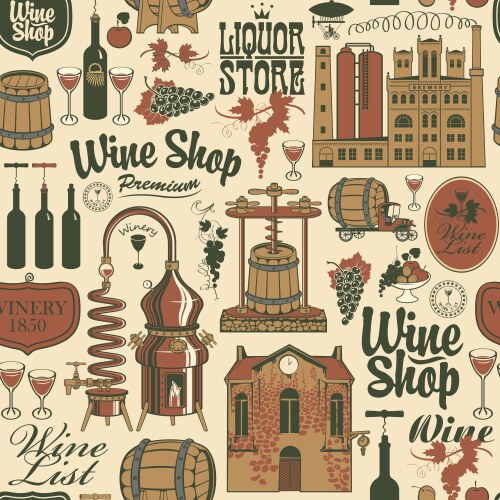 seamless pattern on the theme of wine vector