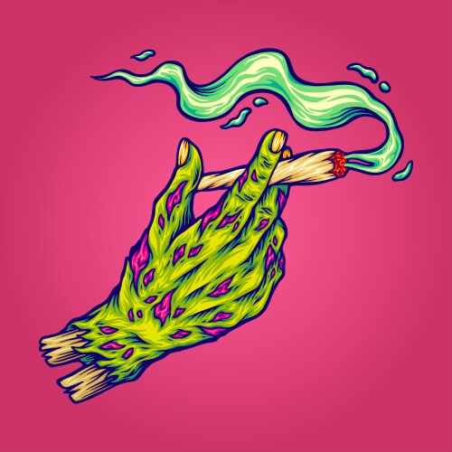 Zombie weed smoking haunting hand Vector Image