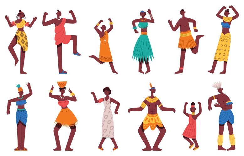 african dancing people tribal dance vector image vector image