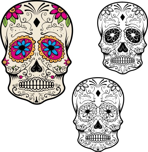 Sugar Skull Day of the Dead Set Vector Image