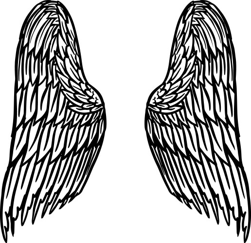 Vintage Angel Wing Tattoo Template Vector Image