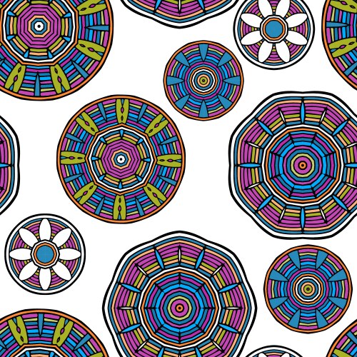 Acid color ethnic tribal mandala seamless pattern vector image