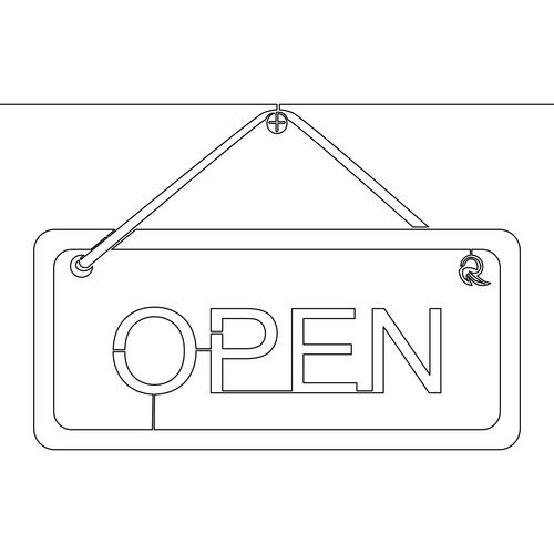 Continuous line drawing open sign for door plate Vector Image