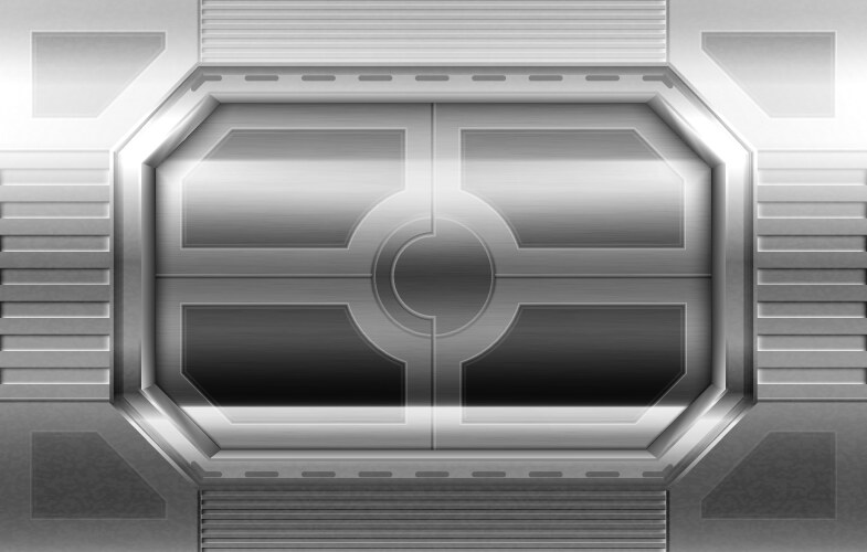 metal door sliding gates in spaceship hallway vector image