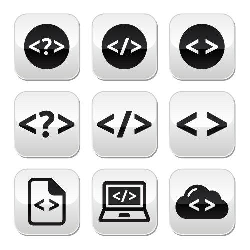 Programming code buttons set vector image