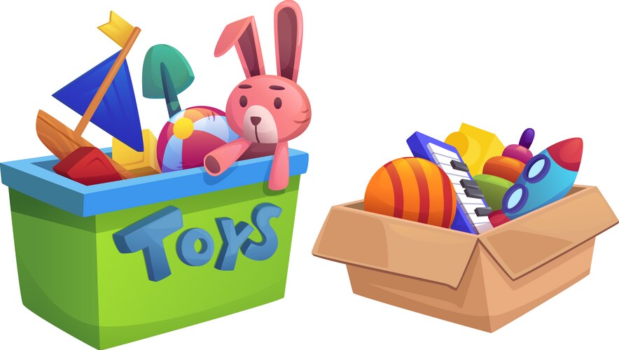 Kid toy box with gift for play isolated vector image