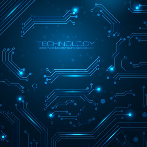 Blue abstract circuit board and lines background Vector Image