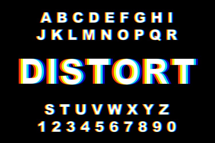 Glitch Alphabet Distortion vector image