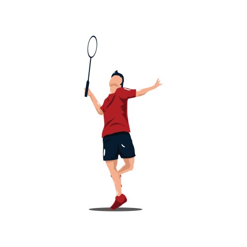 Sport man badminton player smashing ball vector image