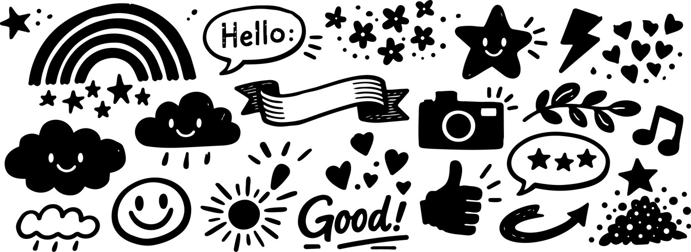 Whimsical Kids Doodle Stickers Vector Image