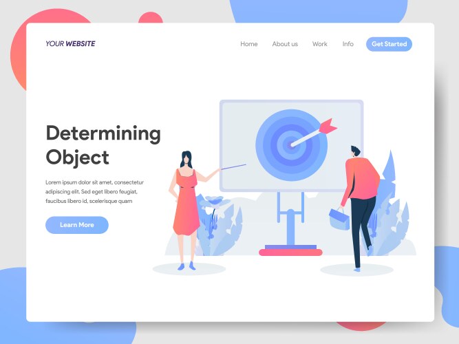 Landing page template determining object vector image