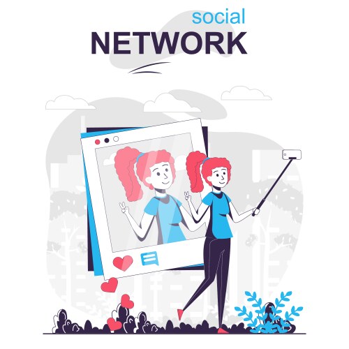 social network isolated cartoon concept vector image