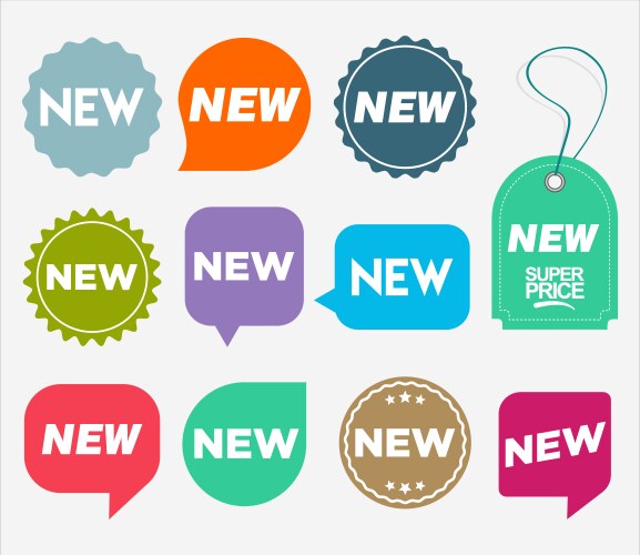 Collection of modern colorful new note label mark vector image