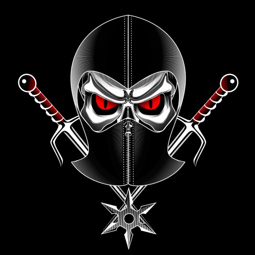 Ninja Raskull Skull with red eyes Royalty Free Vector Image - VectorStock
